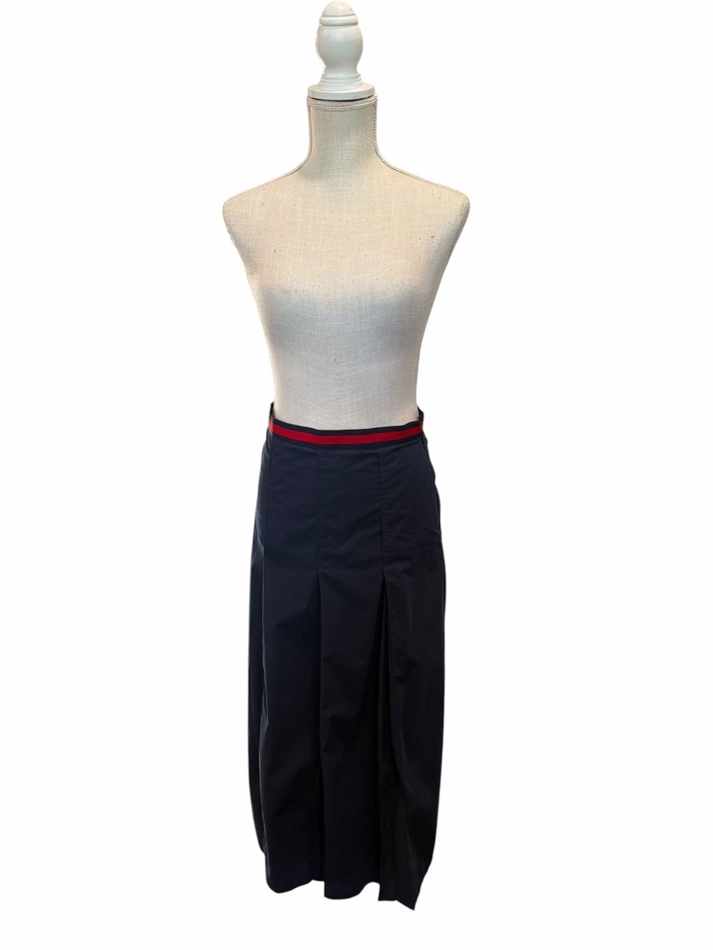 Gucci Navy Midi Skirt with Red Waistband - Picture 3 of 7
